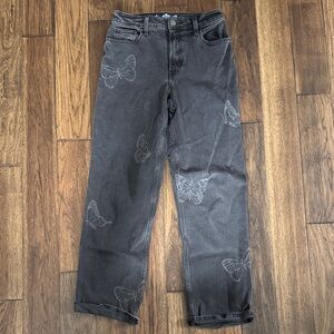 Hollister High-Rise Black Jeans with Butterfly Print
